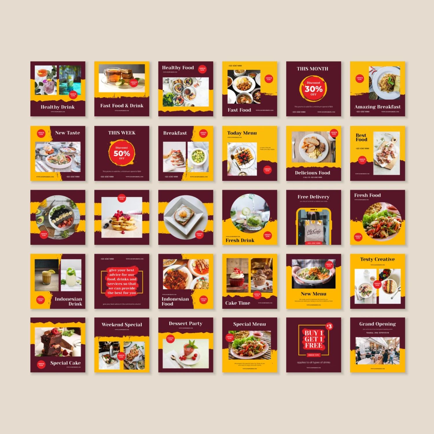 Food & Beverage Story and Icon Social Media Template Preview Image.