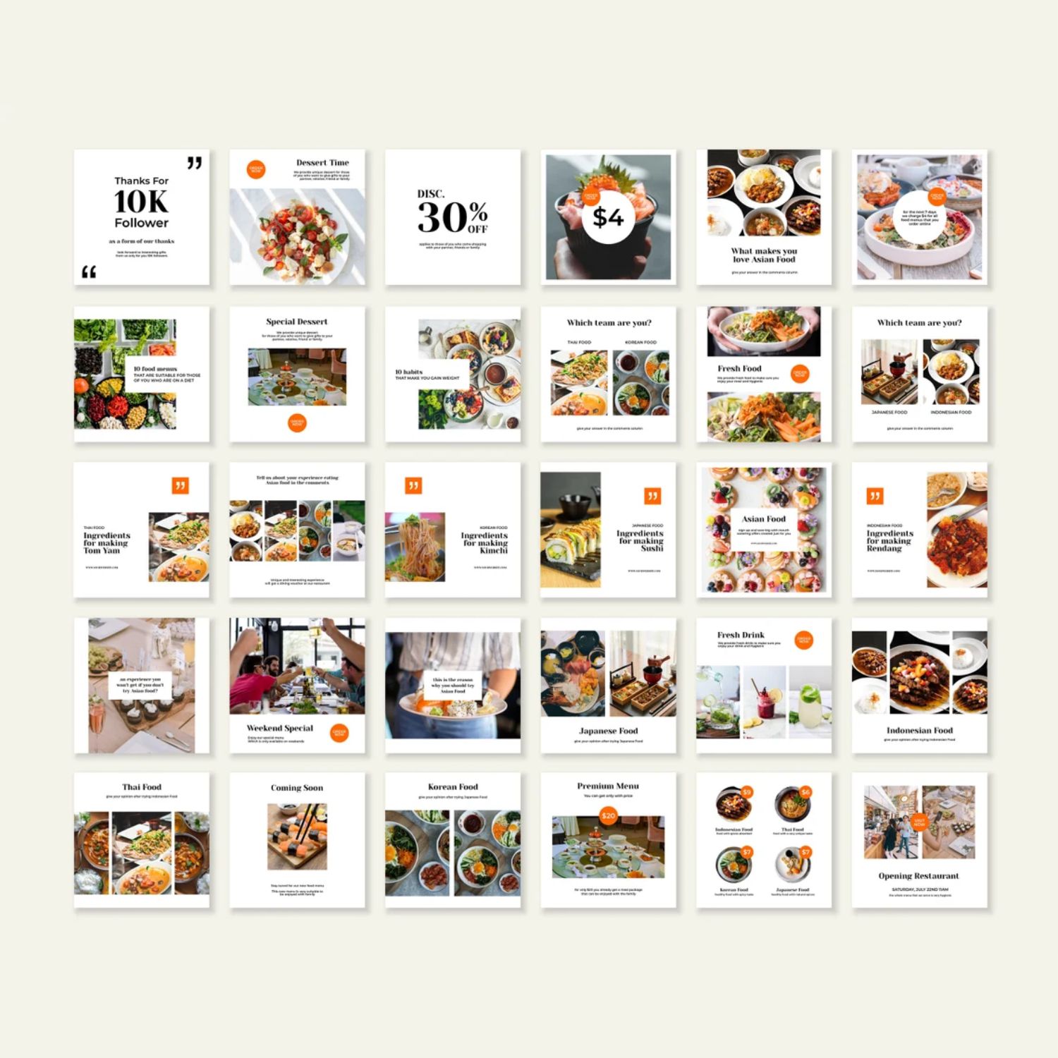 Restaurant Business Instagram Template Designs Preview Image.