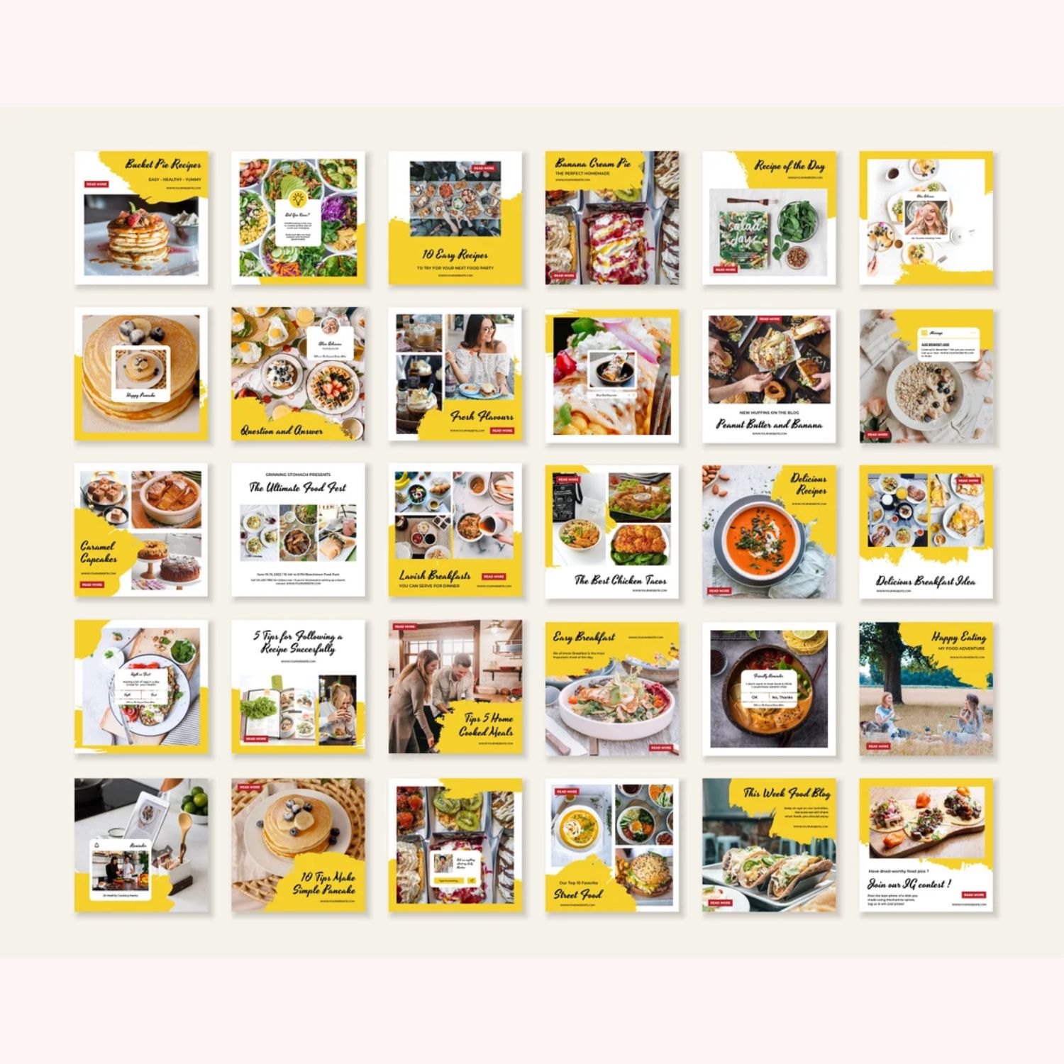 Restaurant Food Blogger Story And Icon Social Media Template Preview Image.