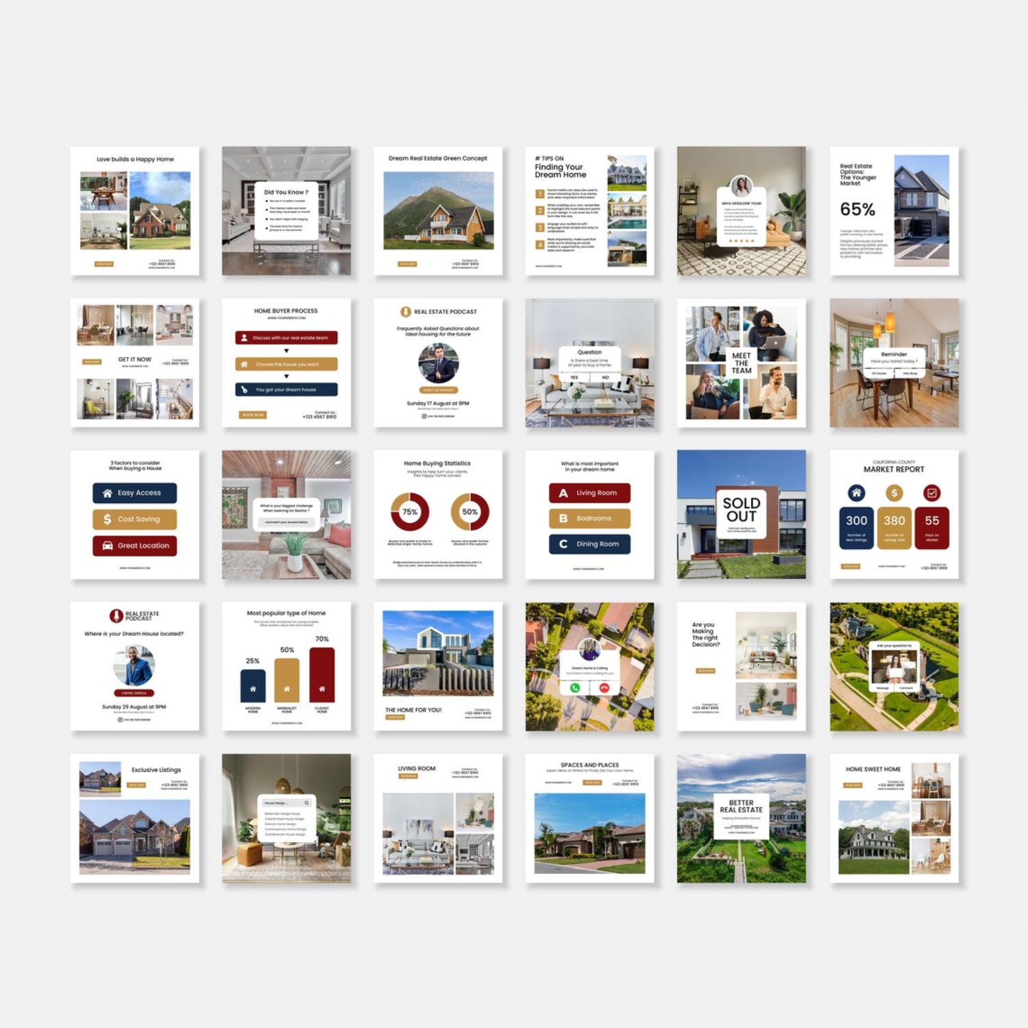 Post And Story Real Estate Social Media Template Preview Image.