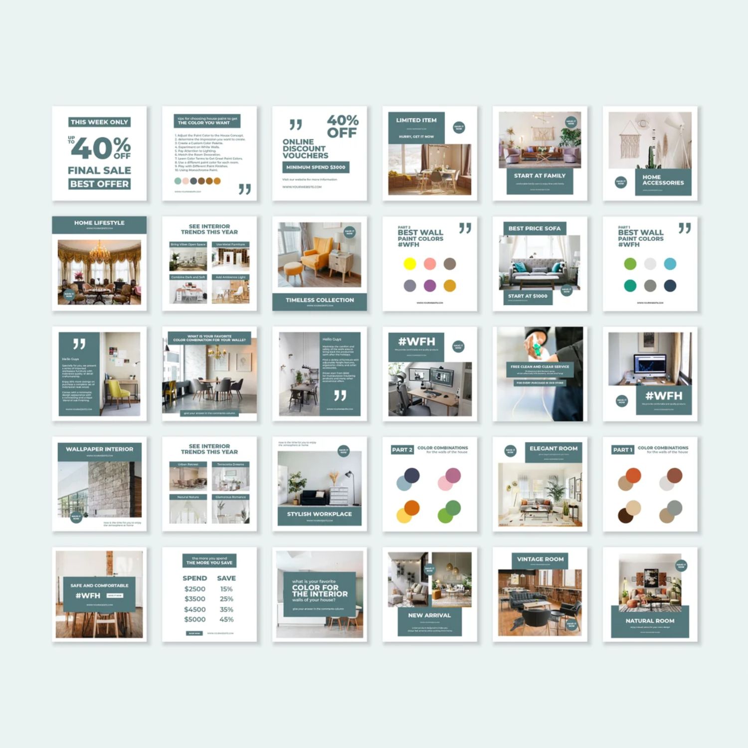 Home Decor Story And Icon Social Media Template Canva Photoshop Illustrator Preview Image.
