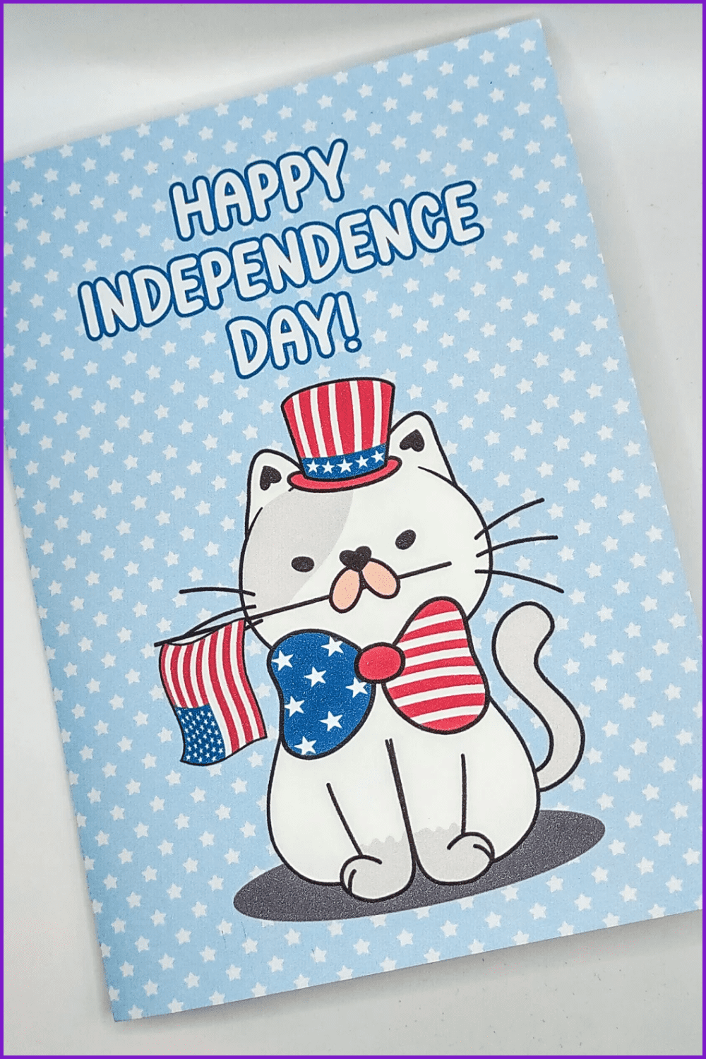 Independence Day Cat Postcard .