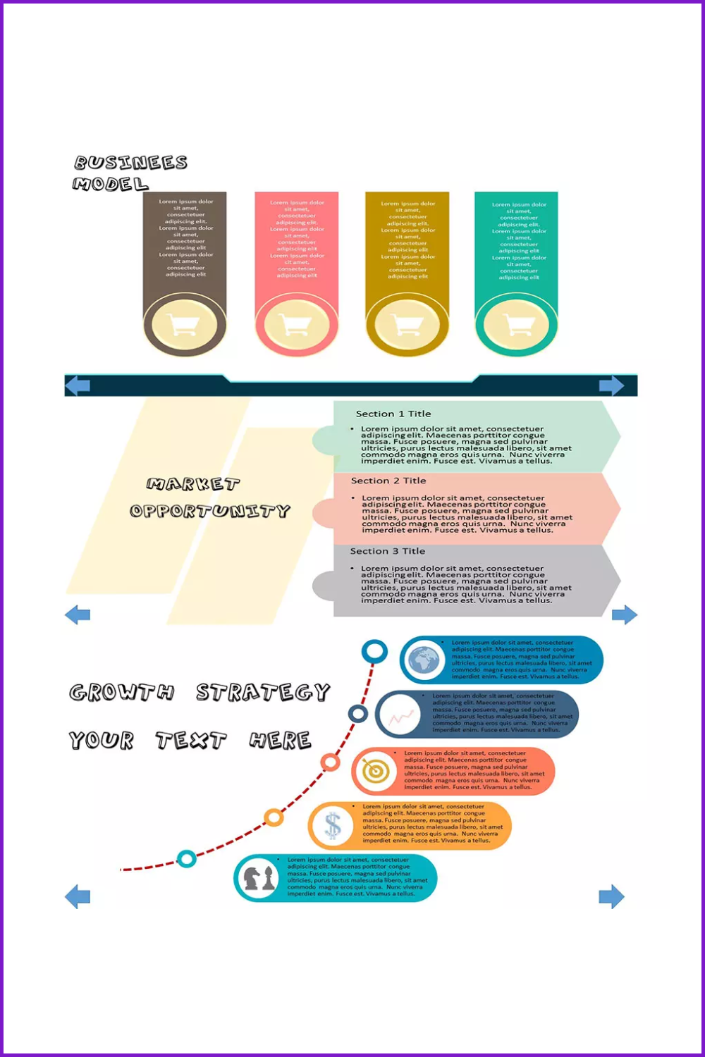 Presentation page with color infographics