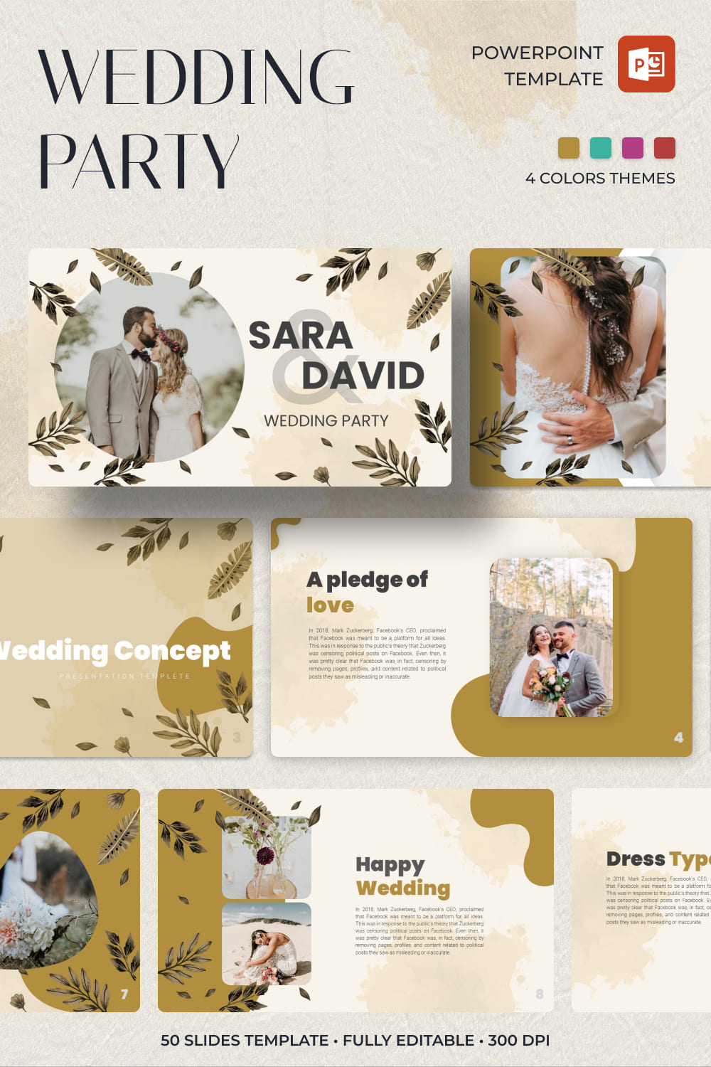 2 weddingparty powerpoint template 1000h1500