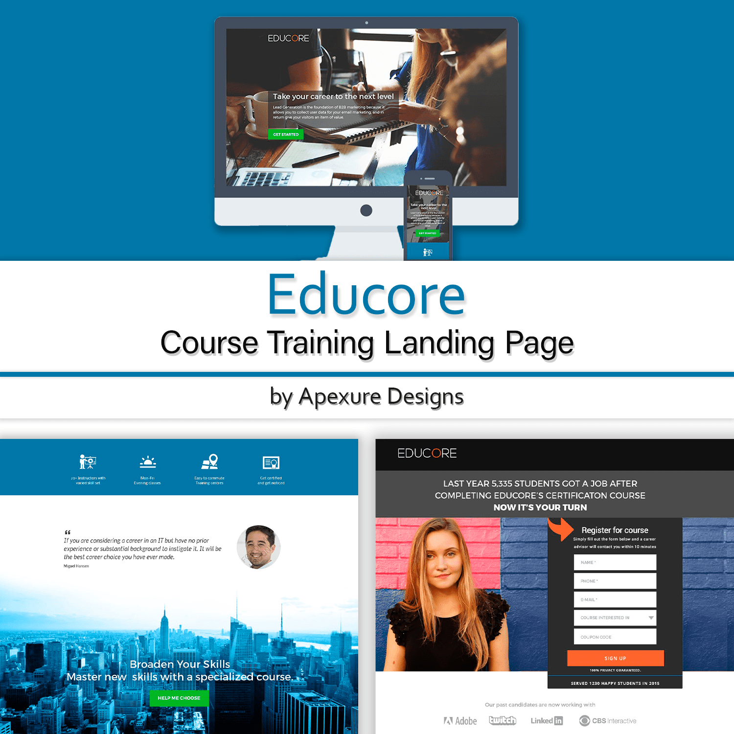 Educore Course Training Landing Page.