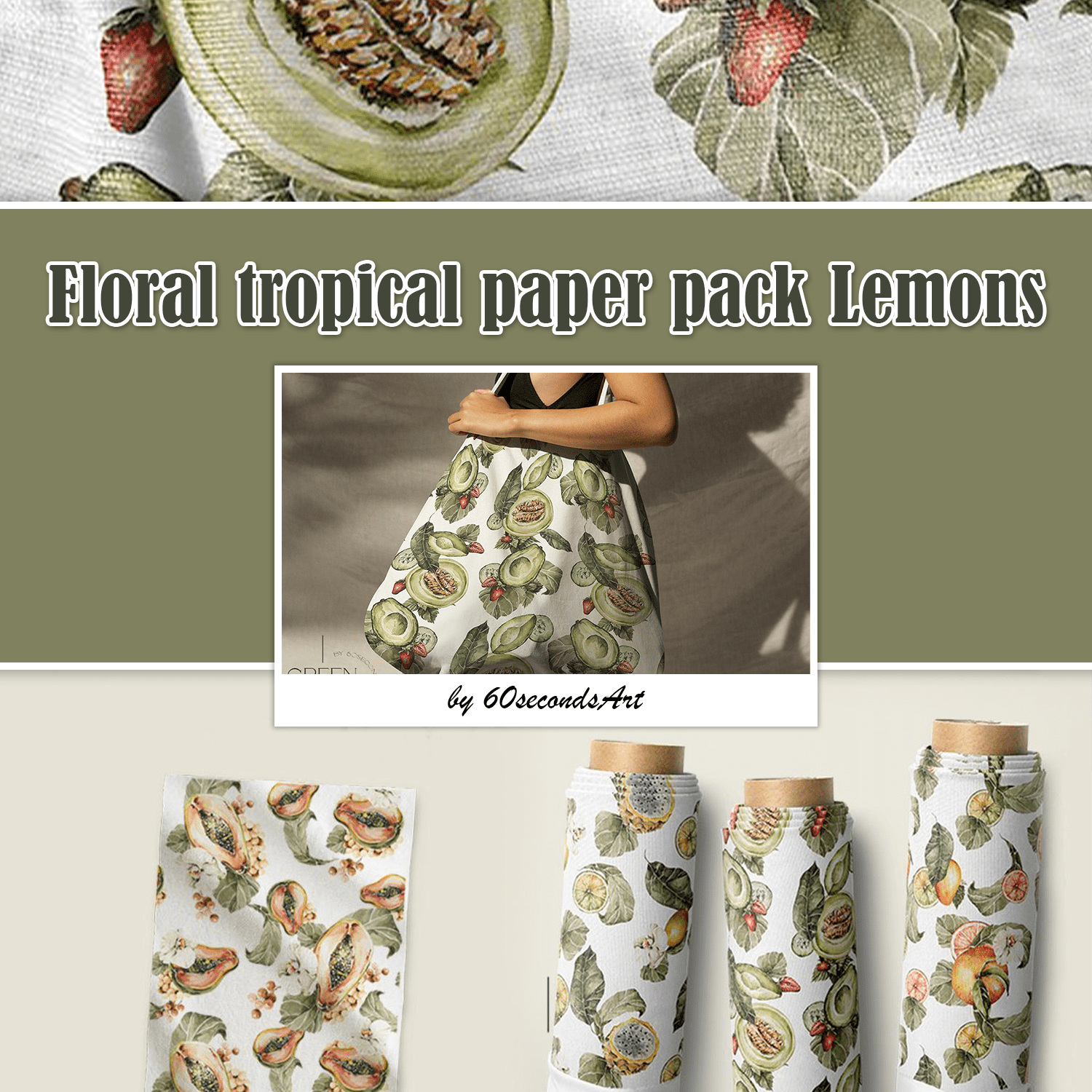 Floral tropical paper pack Lemons.