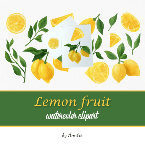 Lemon fruit watercolor clipart.