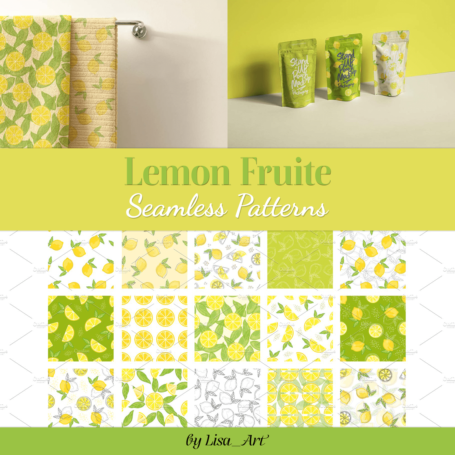 Lemon Fruite Seamless Patterns.