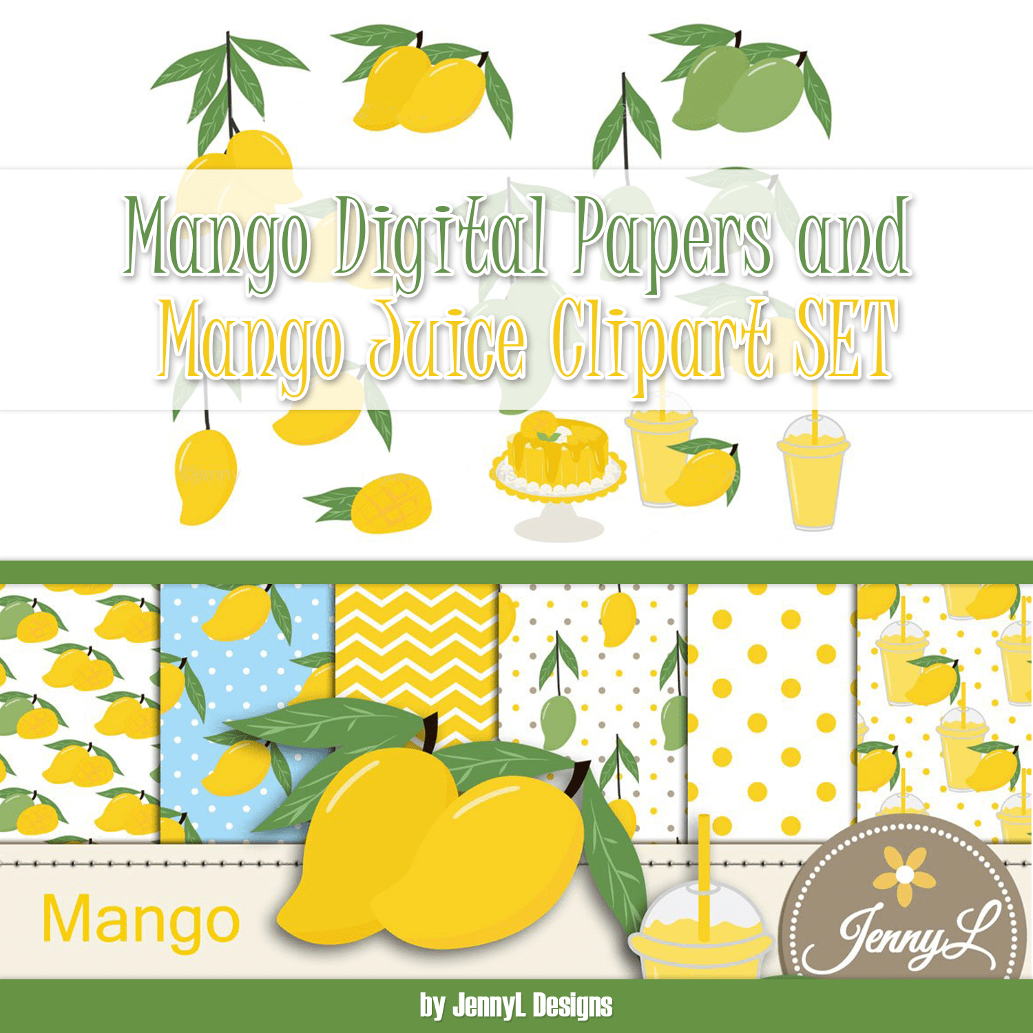 Mango Digital Papers and Mango Juice Clipart SET created by JennyL Designs.