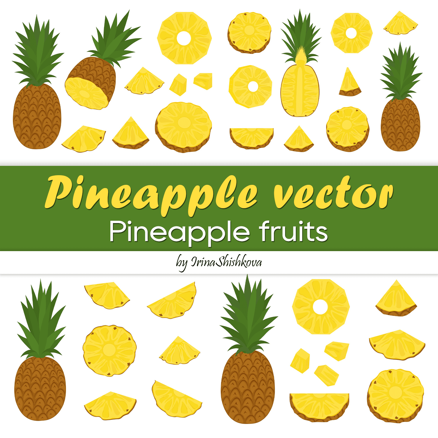 Pineapple vector. Pineapple fruits cover.