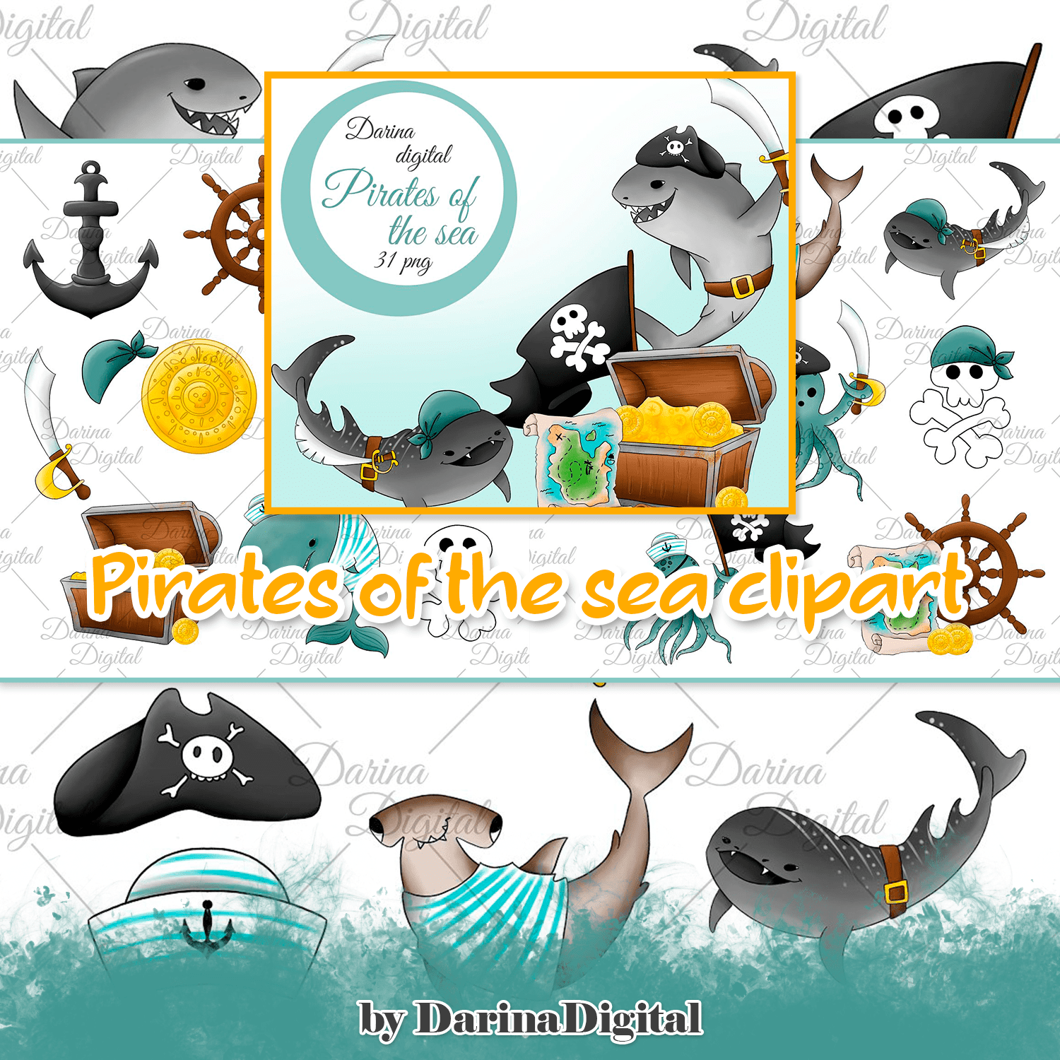 Pirates of the sea clipart cover.