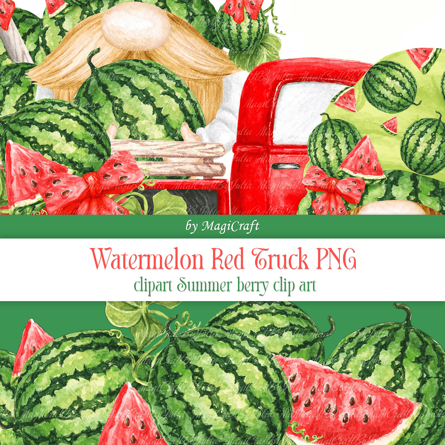 Watermelon Red Truck PNG clipart created by MagiCraft.