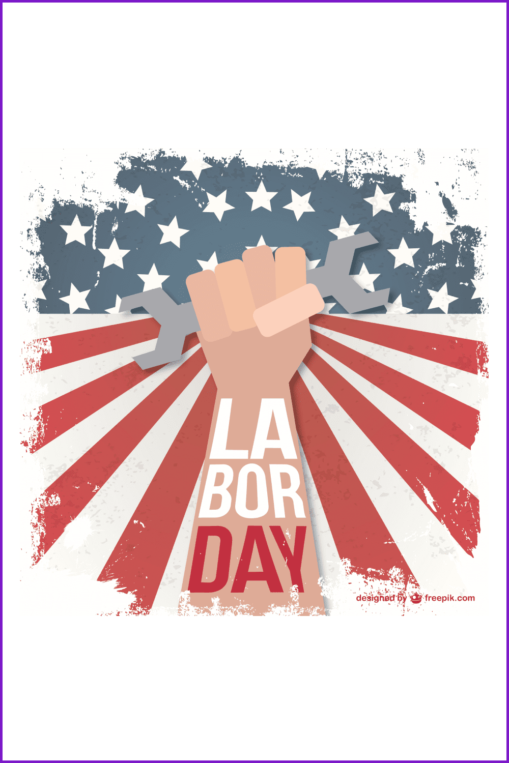 Labor Day Grunge American Vector Flag Illustration.