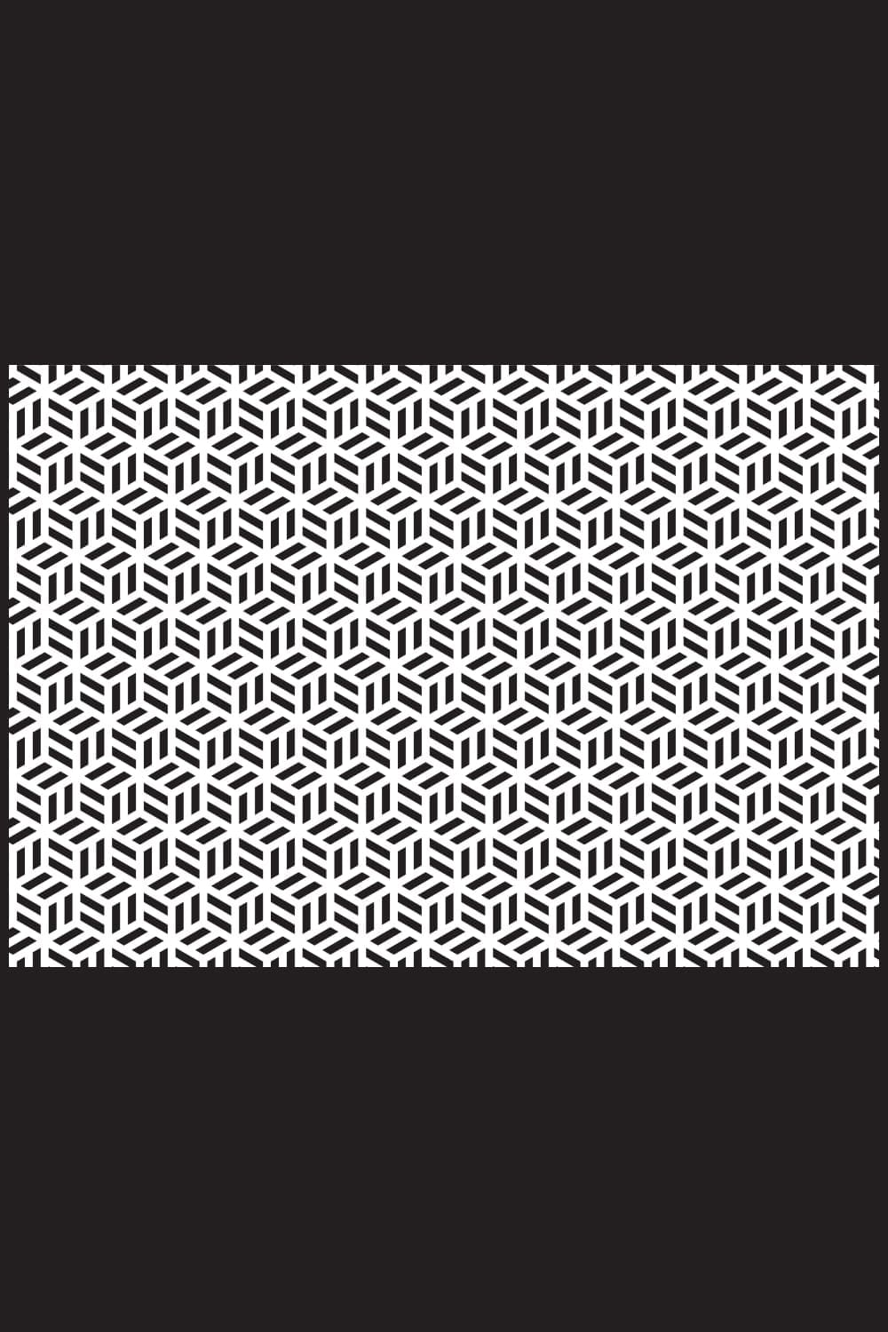 Collage with Seamless Black and White Cube Geometric Pattern.