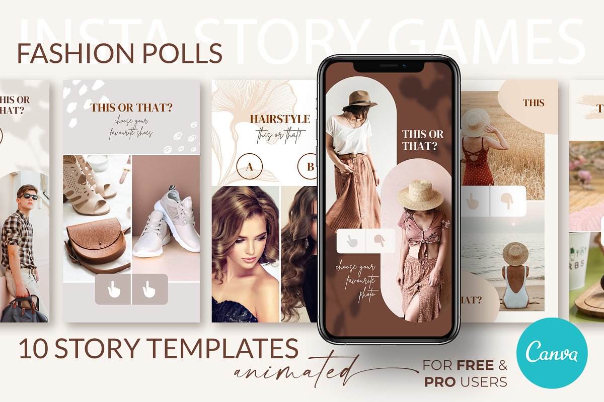 Cover image of Fashion Polls Story Templates Canva.
