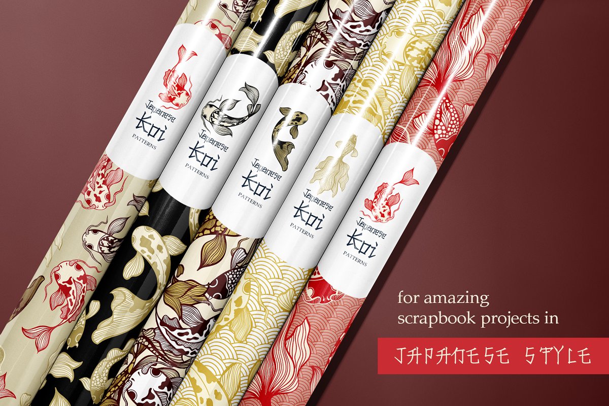 Japanese seamless patterns for amazing scrapbooking projects.