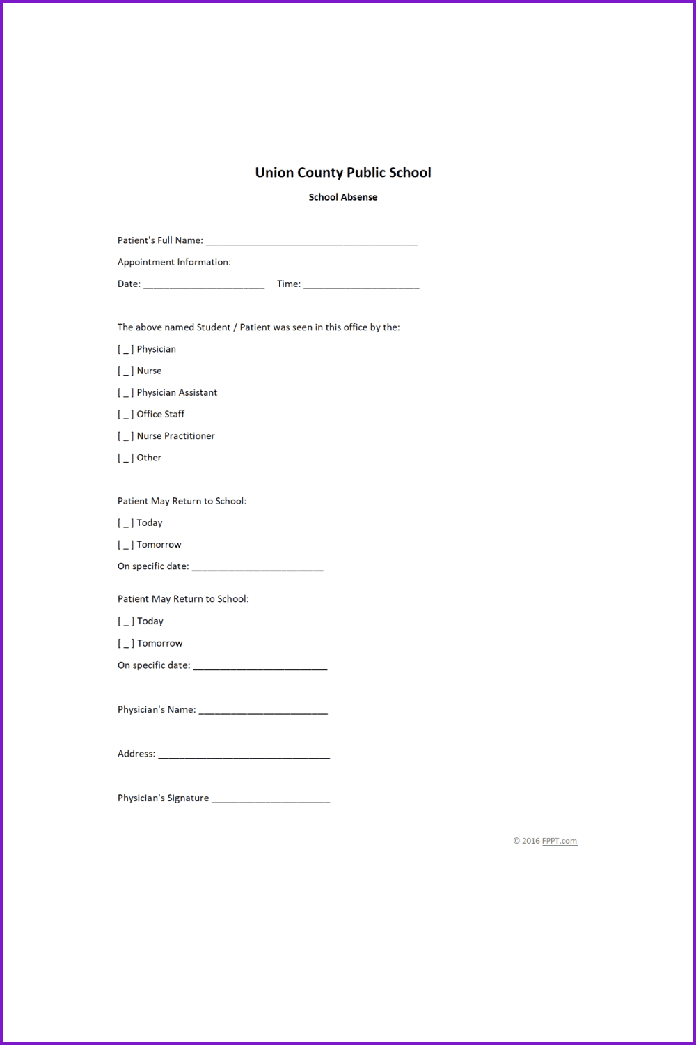 Doctor Note Template.