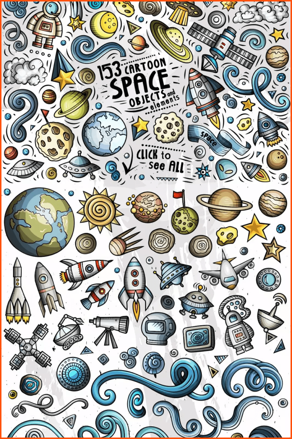 Space Cartoon Doodles.