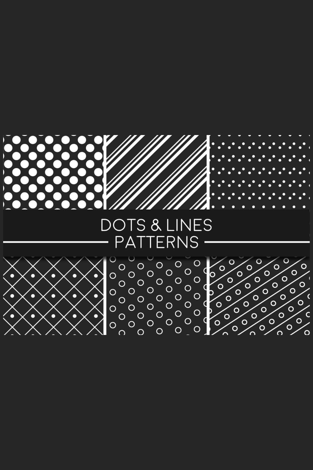Collage with Monochromatic Lines and Dots Vector Pattern.