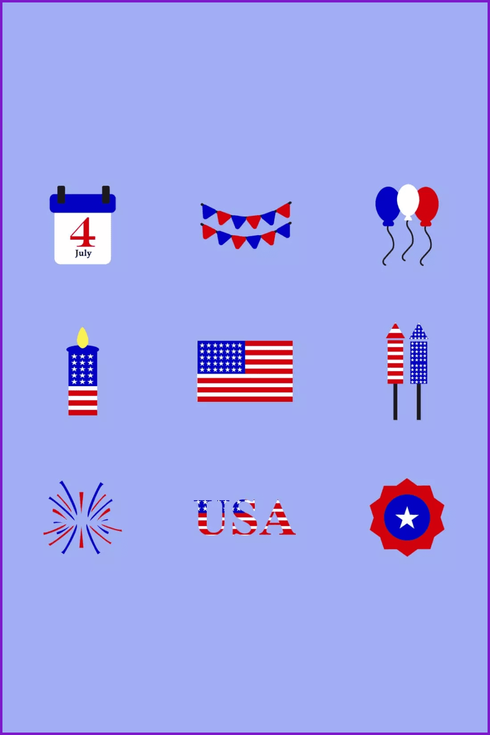 4th of July Icons Free.