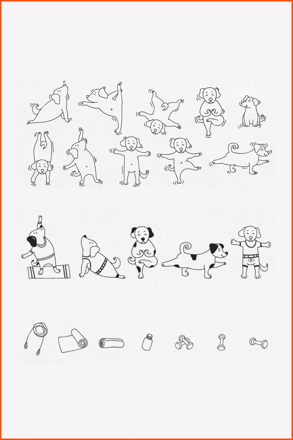 Hand-drawn dog doodle icons.