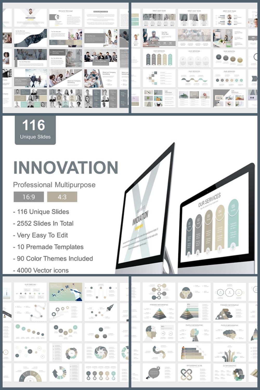Innovation PowerPoint Presentation Collage image.