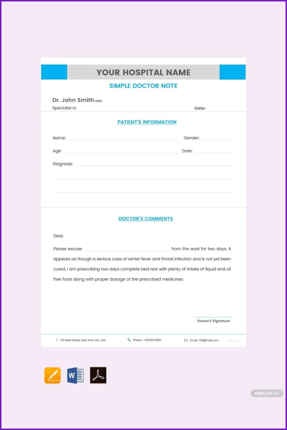 Simple Doctor Note Template.