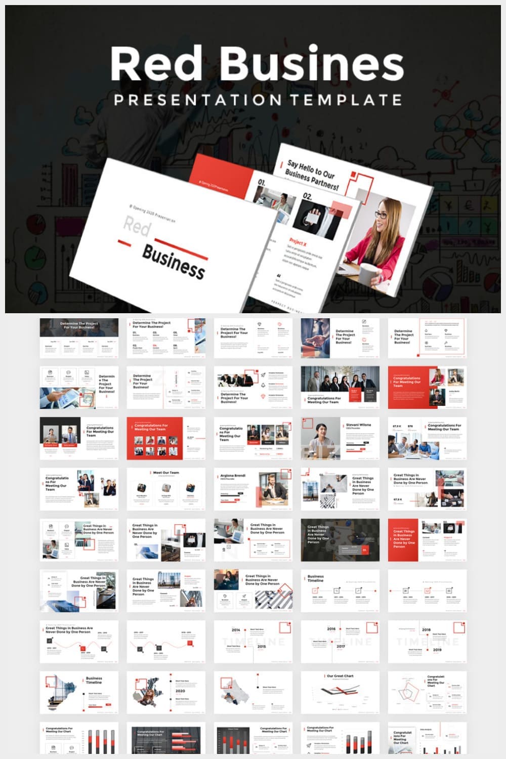Red PowerPoint Presentation Collage image.