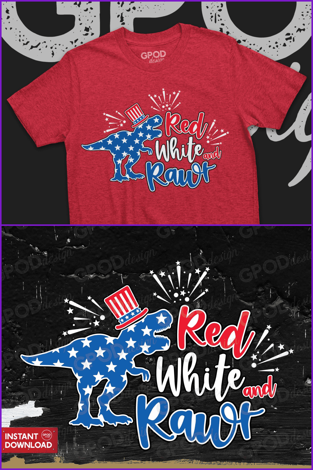 Red White and Rawr SVG.