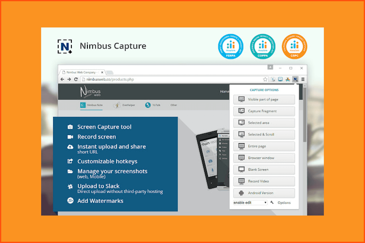 Screenshot of Nimbus Screenshot home page.