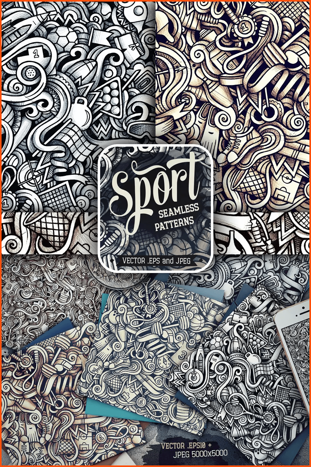 Hand-draw sport-related doodles.