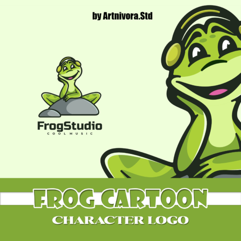 Frog Cartoon Character Logo.