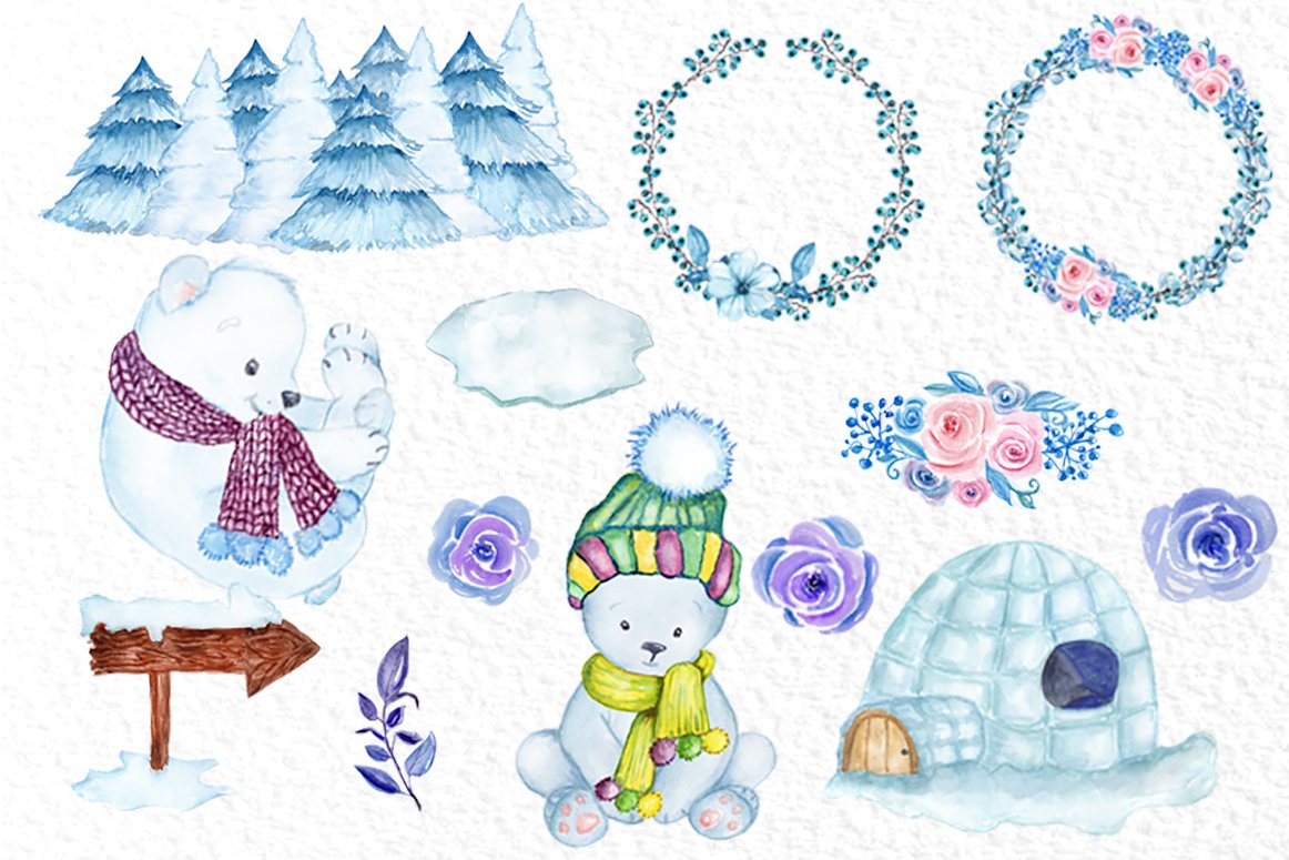 Cute elements for your winter illustration.