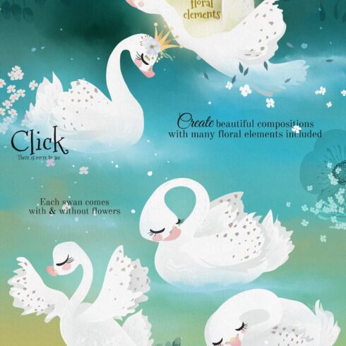 Delicate white princess swans.
