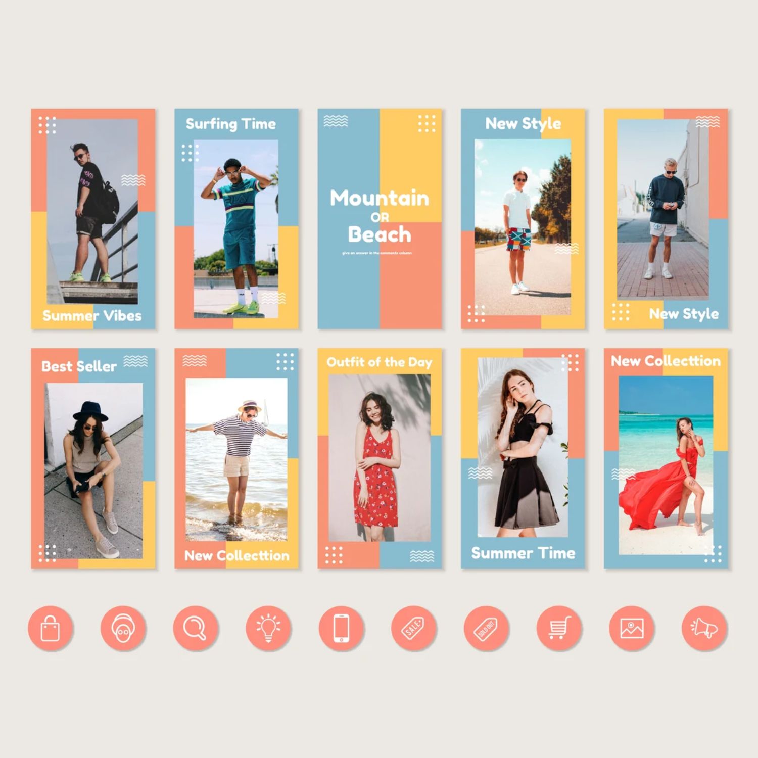 Summer Fashion Marketing Story And Post Instagram Templates Examples.