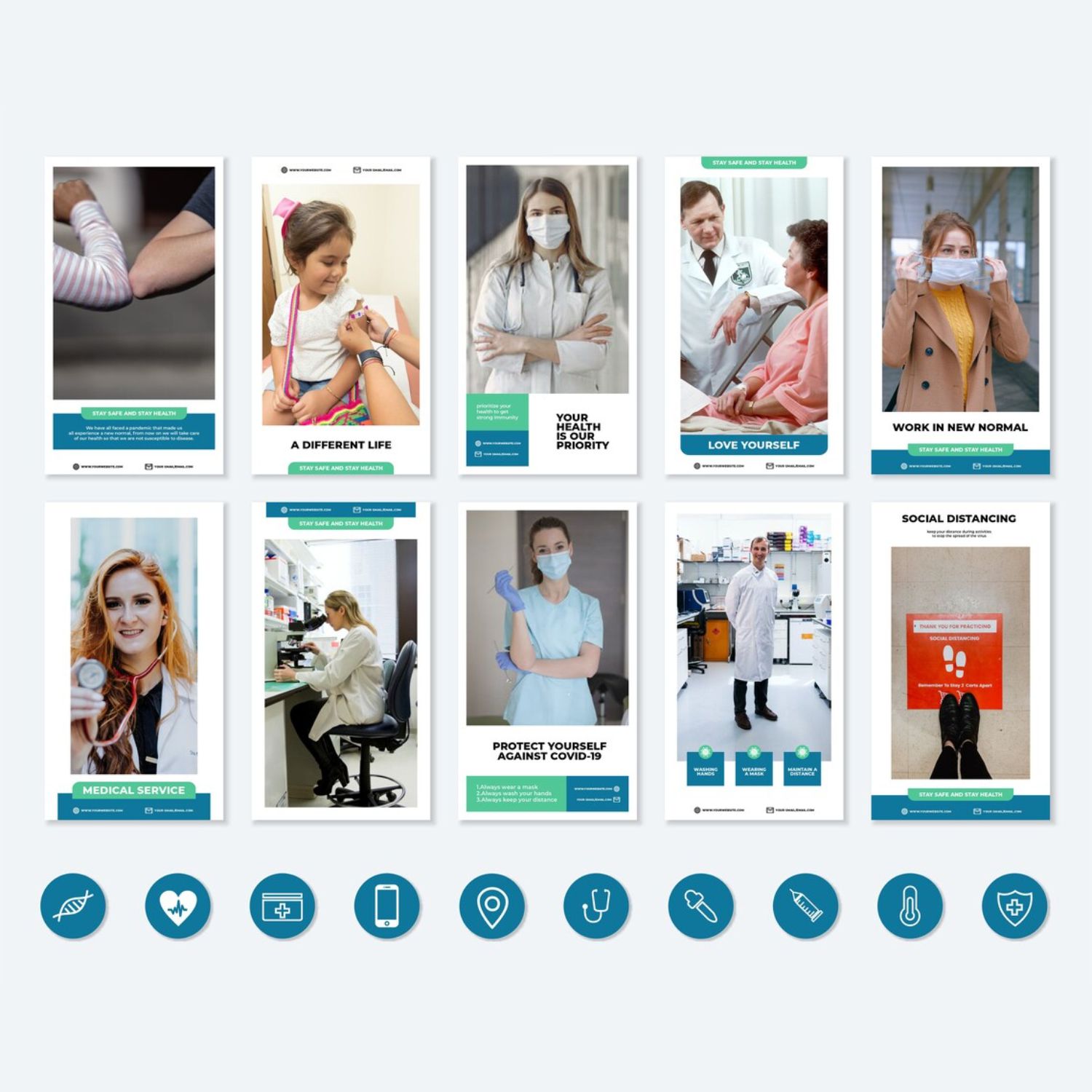 Medical Instagram Marketing Story And Icon Templates Examples.