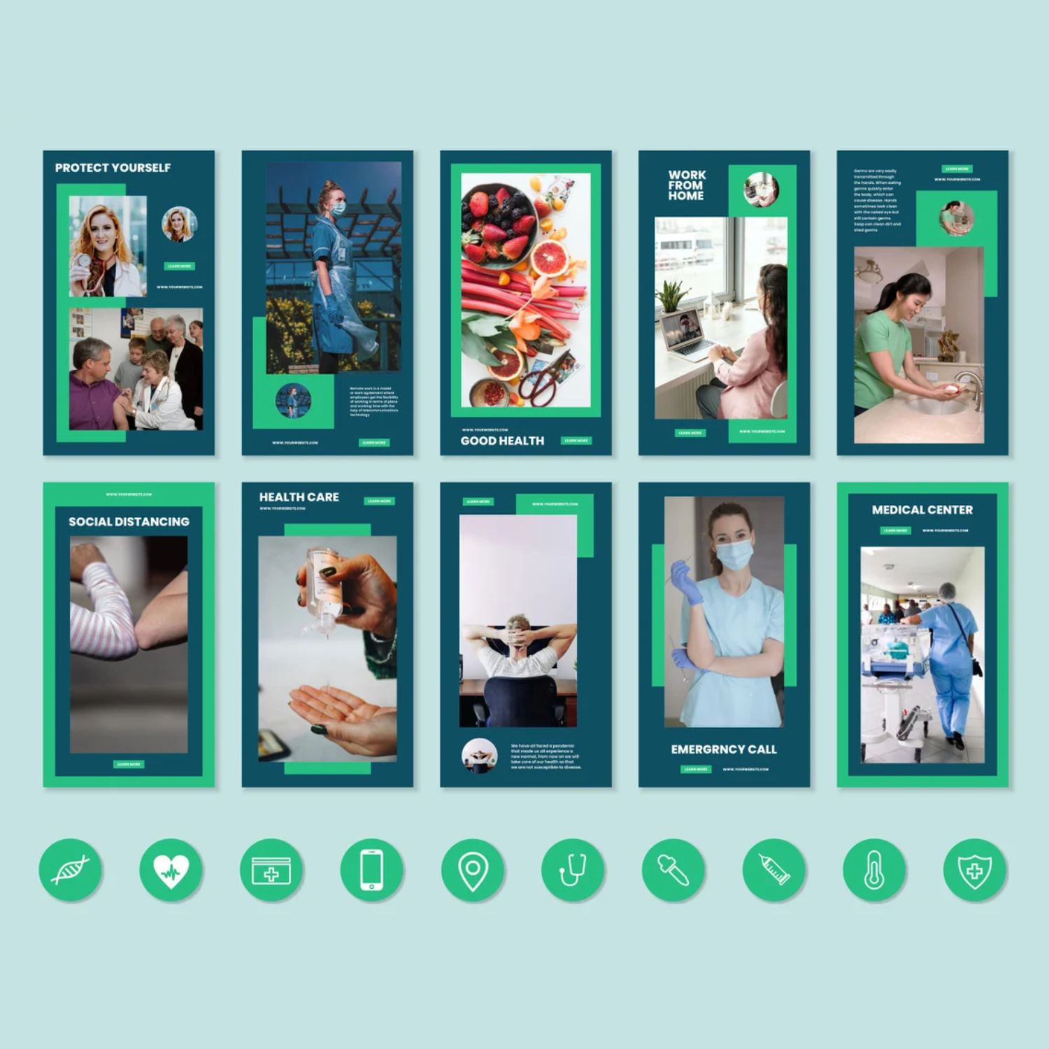 Medical Social Media Templates For Instagram Stories And Posts Examples.