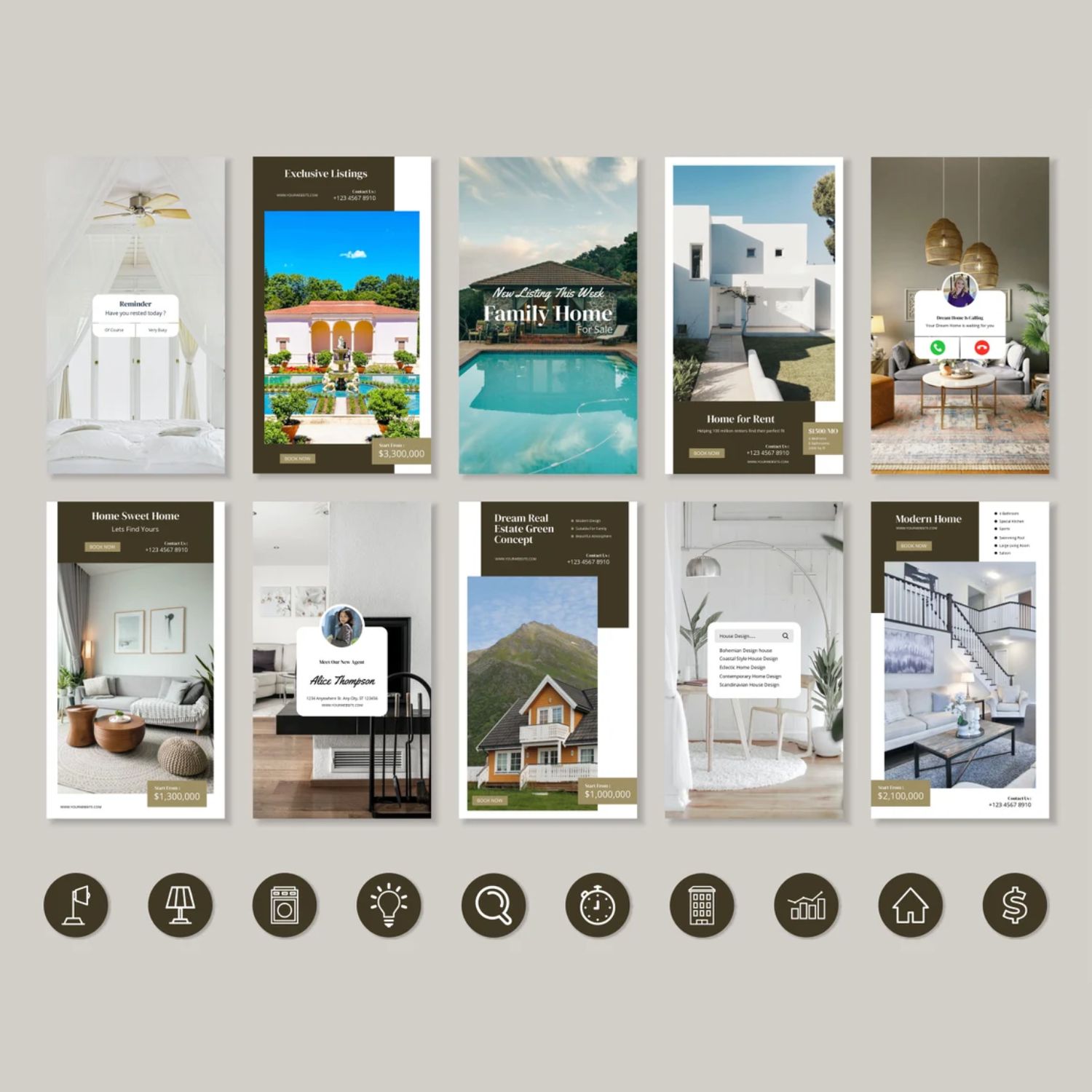 Real Estate Instagram Template Examples.