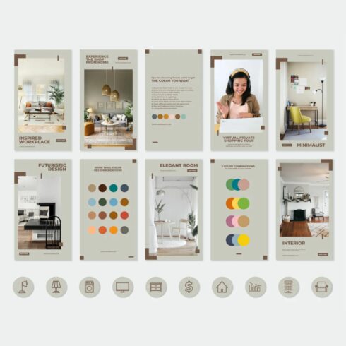 Home Decor Story And Icon Social Media Instagram Marketing Template Example.