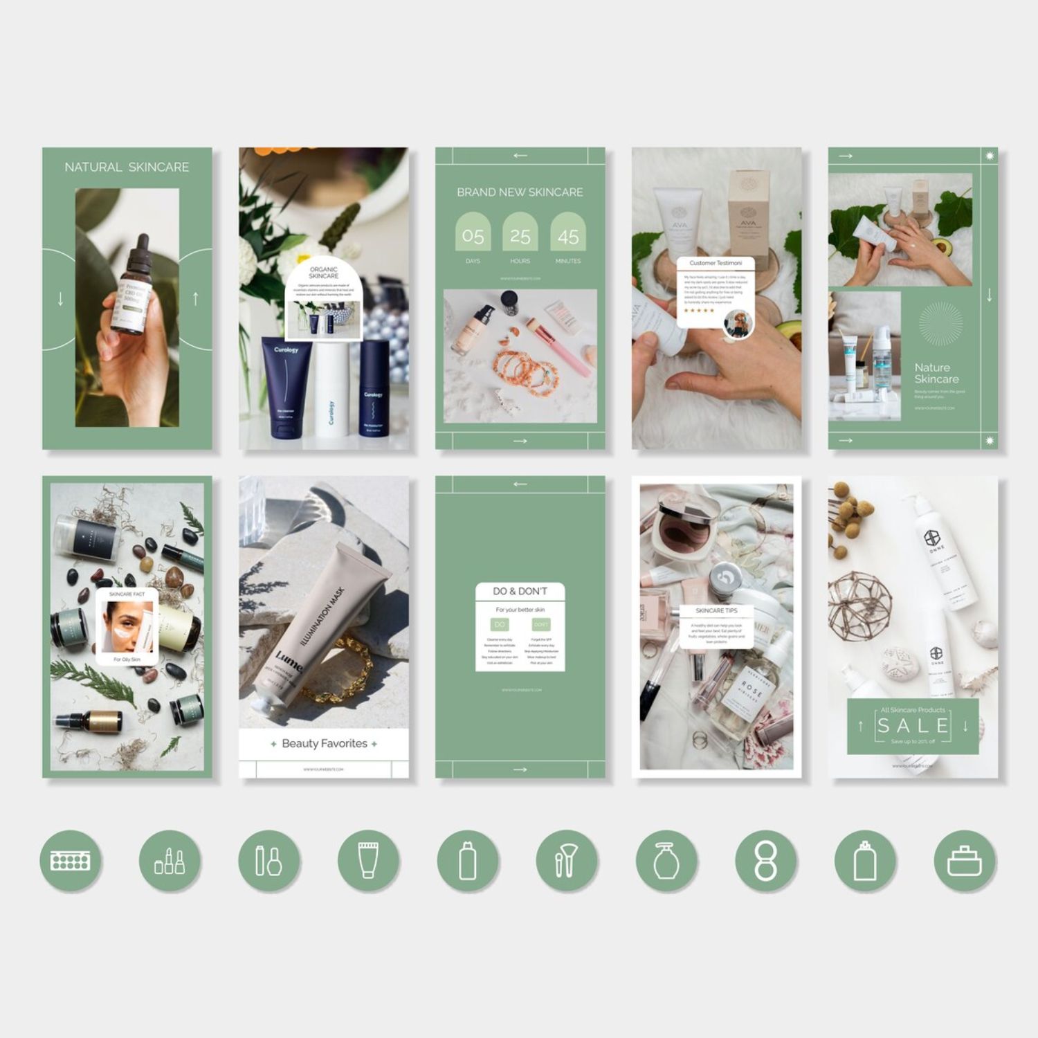 Natural Beauty And Skincare Instagram Marketing Templates Canva Photoshop Illustrator Examples.