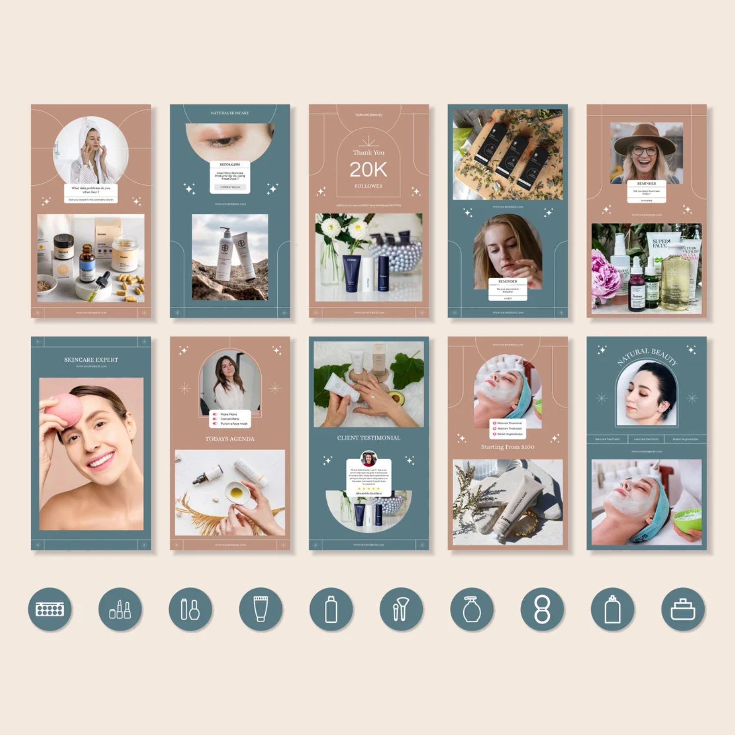 Natural Skincare Content Canva Template Story And Post Template Examples.