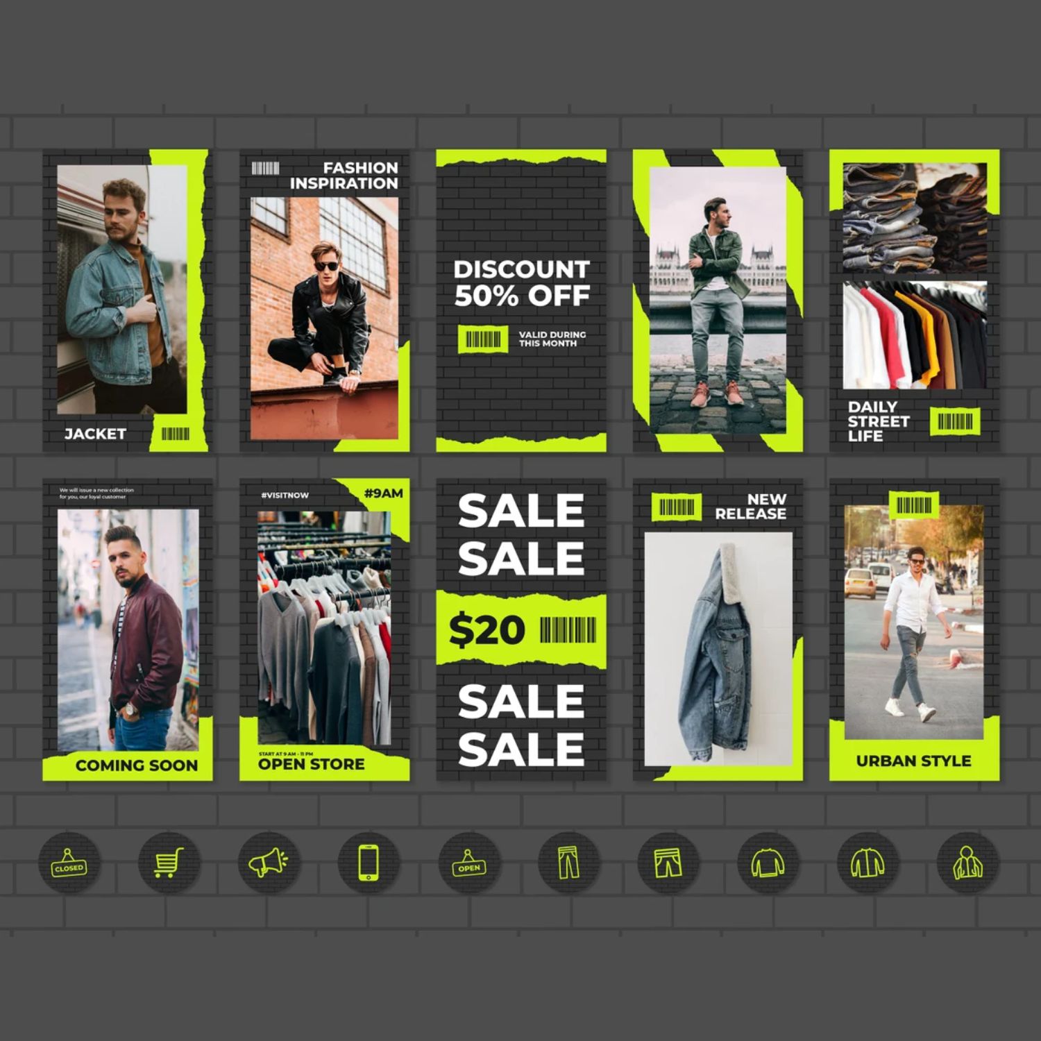 Street Style Story and Icon Social Media Template Examples.