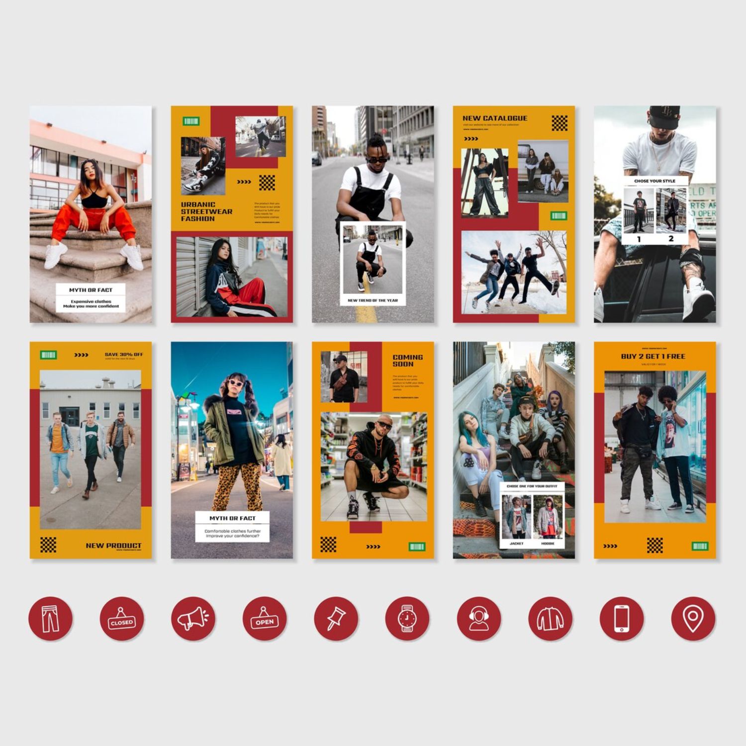 Street Style Streetwear Clothing Instagram Complete Branding Kit Template Examples.