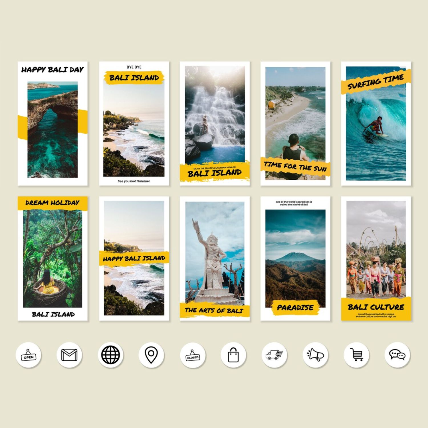 Marketing Summer Holiday Instagram Post Templates Examples.