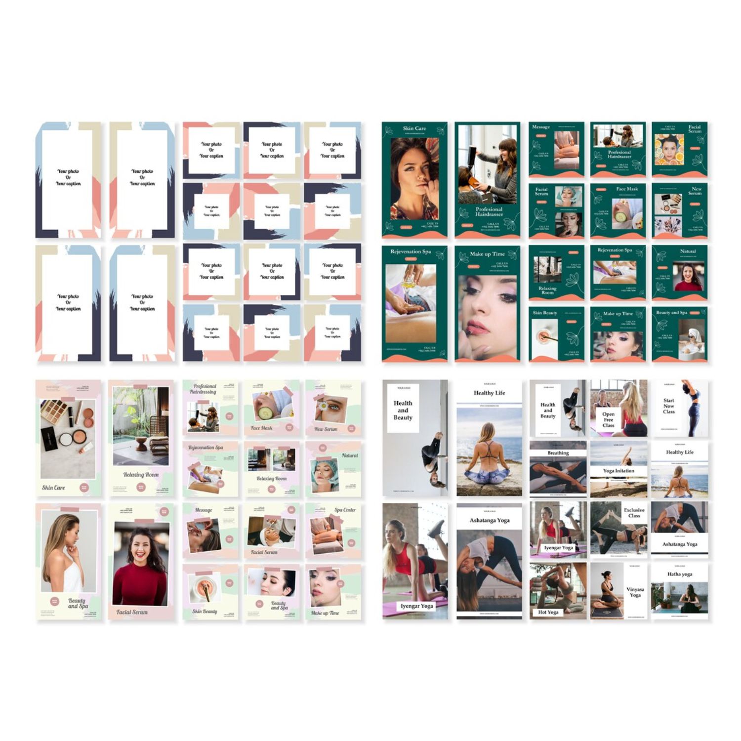Social Media Bundle Template For Medical & Beauty Green Example.