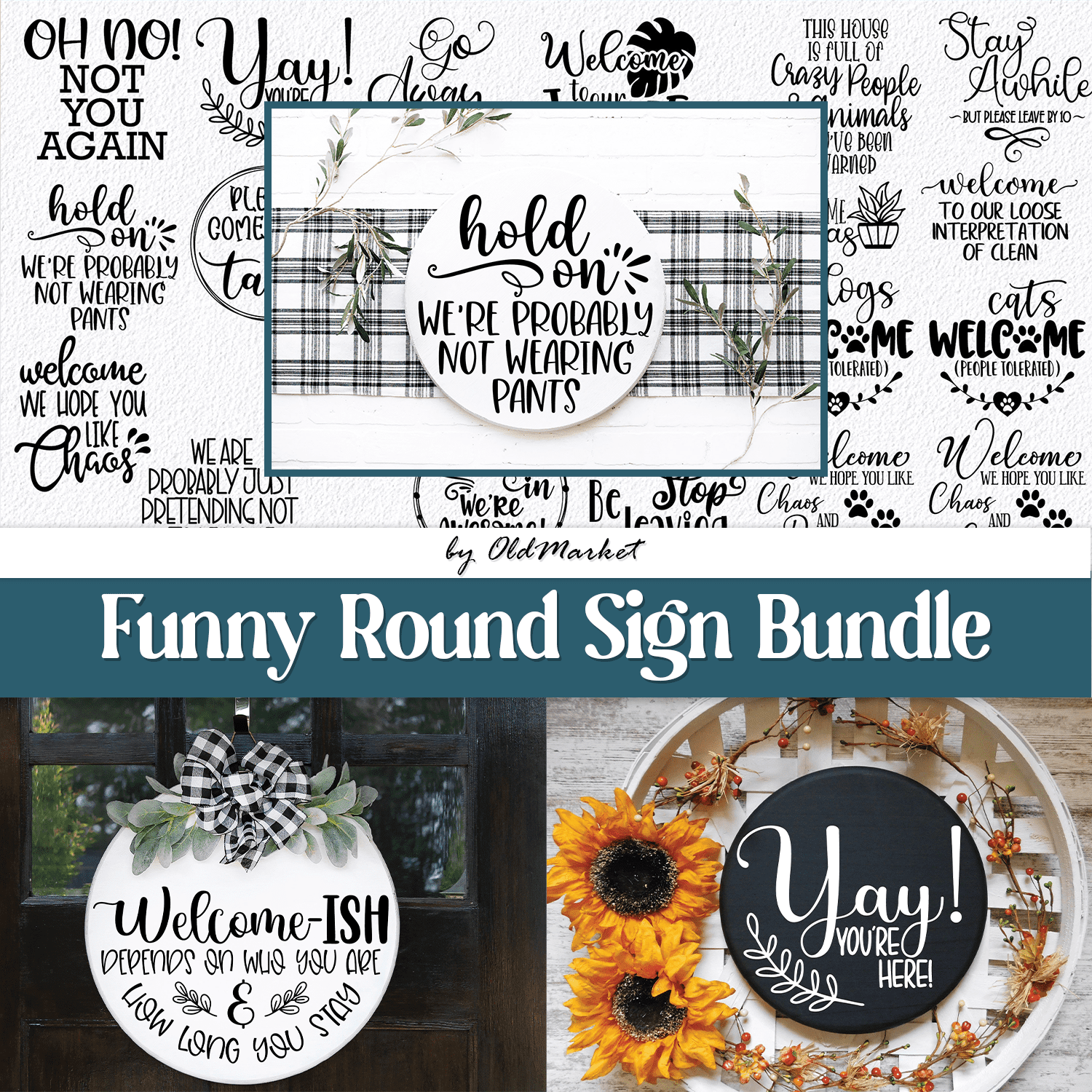 Funny Round Sign Bundle - main image preview.