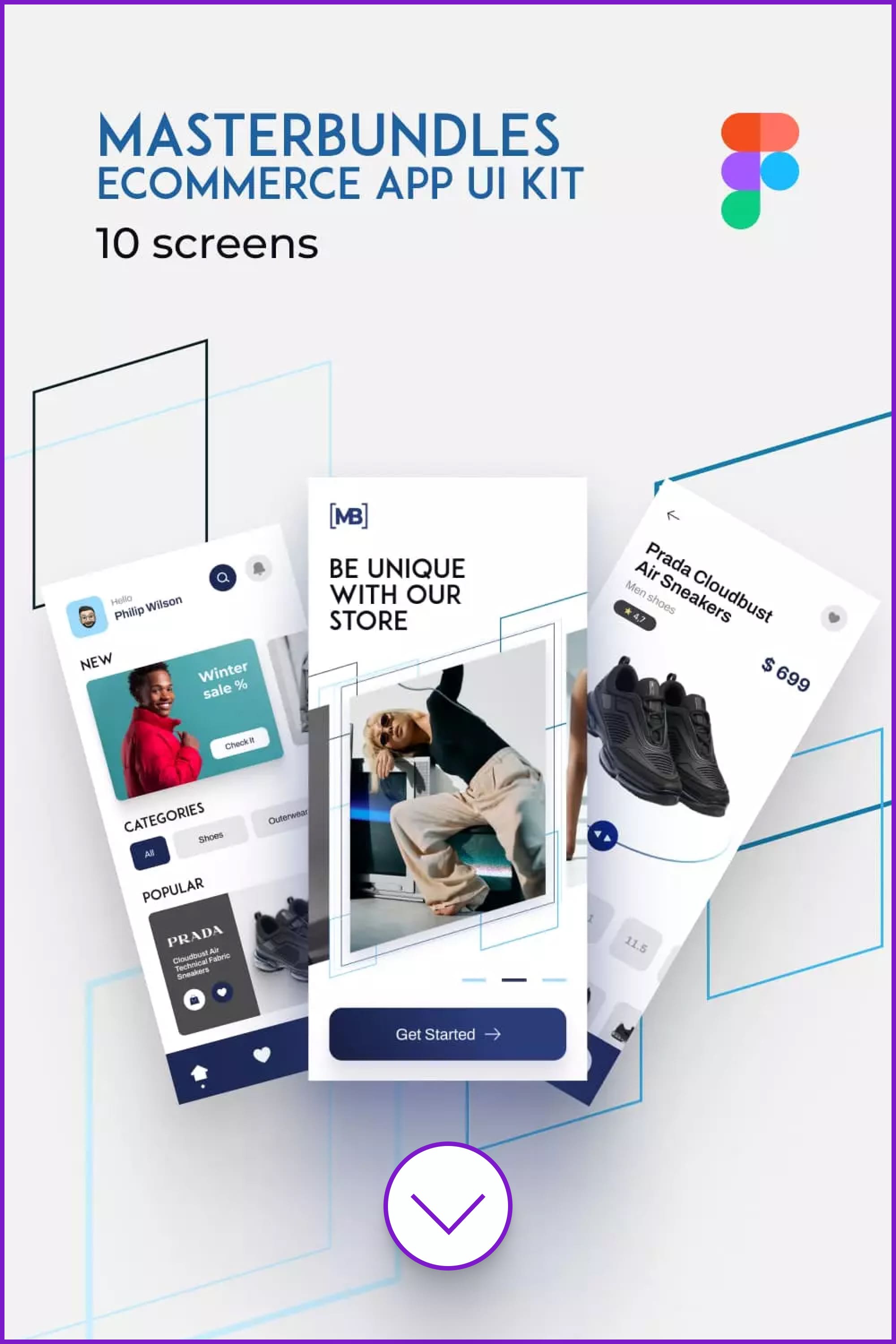 Screenshots of app for e-commerce.