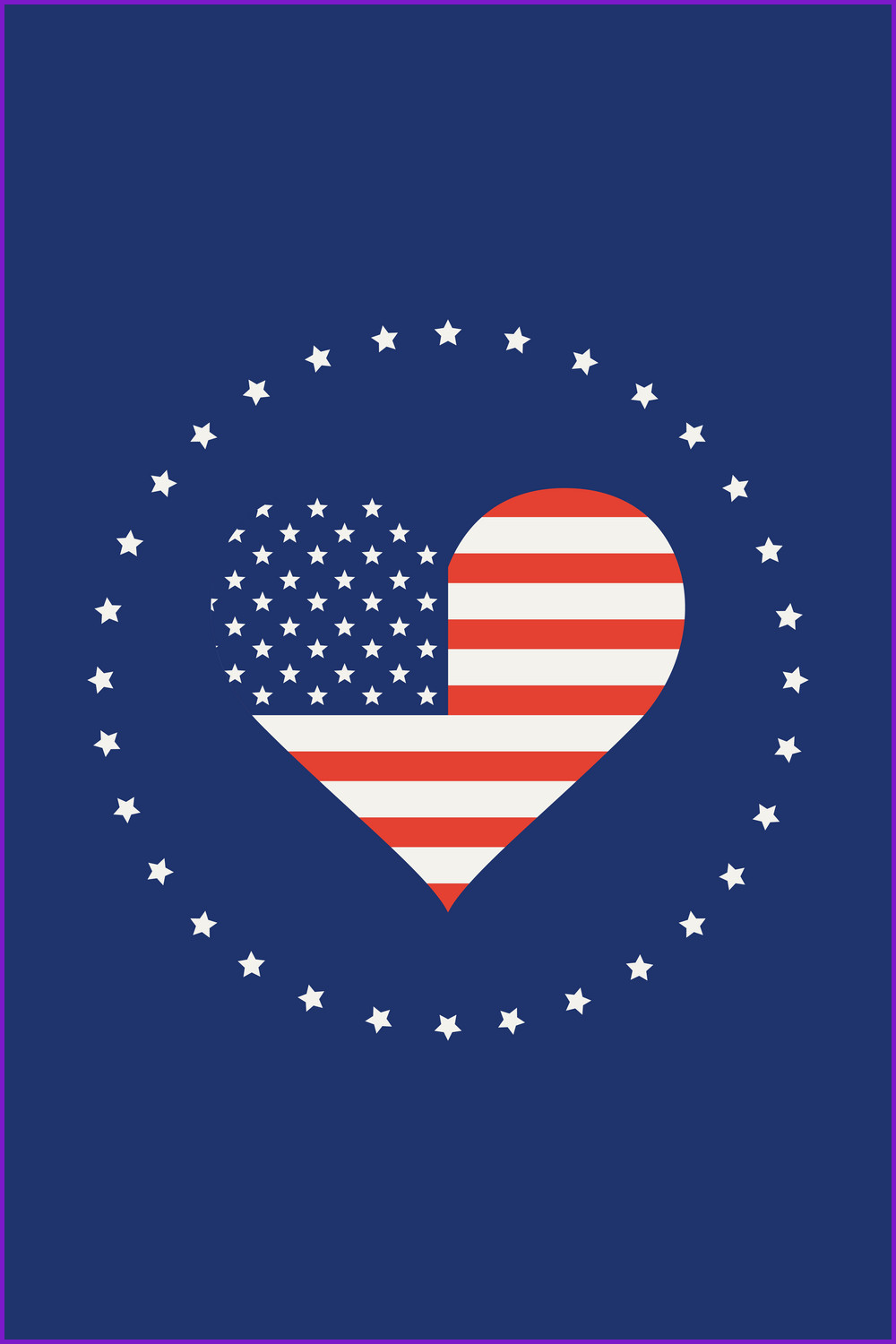 American Flag in Form Heart.