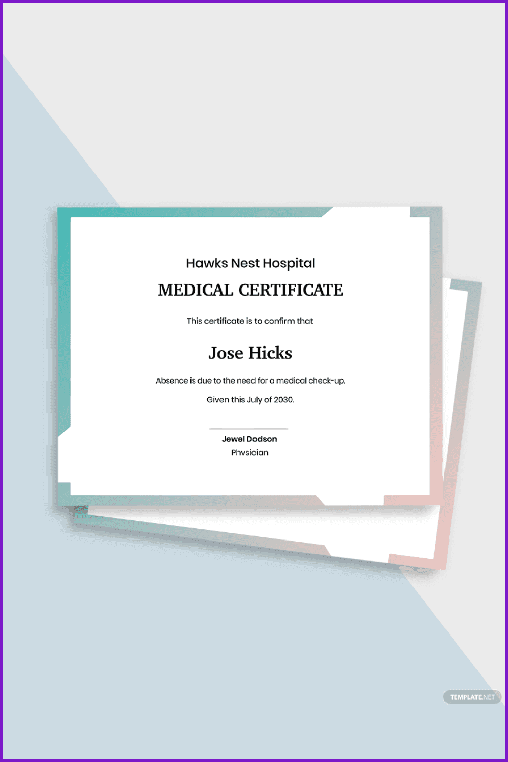 Medical Certificate Template for Absent.