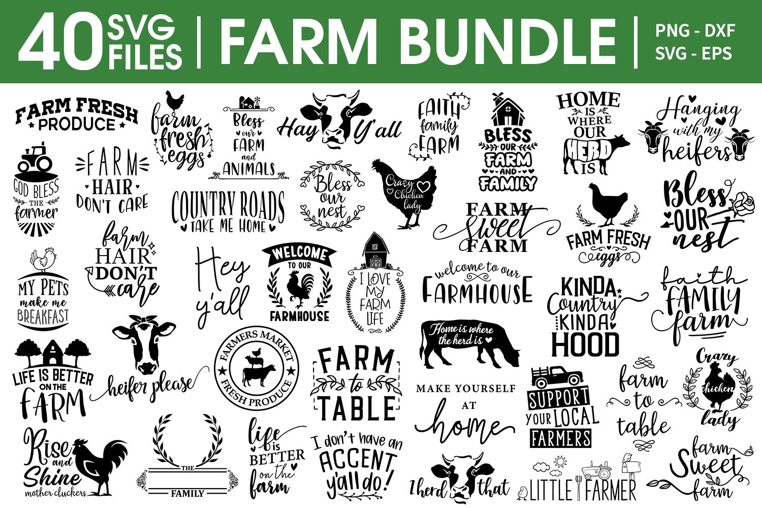Large set of farm logos and emblems.